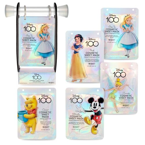Disney 100 Face Mask Collection x 5 (Alice in Wonderland, Mickey Mouse, Winnie The Pooh, Snow White and Tinker Bell) Cucumber, Peach, Green Tea, Watermelon and Coconut