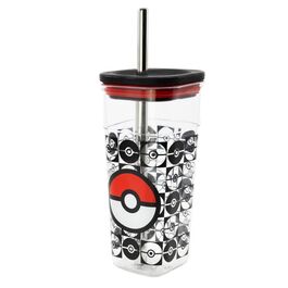 Vaso Acrílico Cube con Pajita Acero Inox. Pokemon