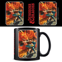 Taza Desayuno Negra Dragones y Mazmorras Dragones Rojos