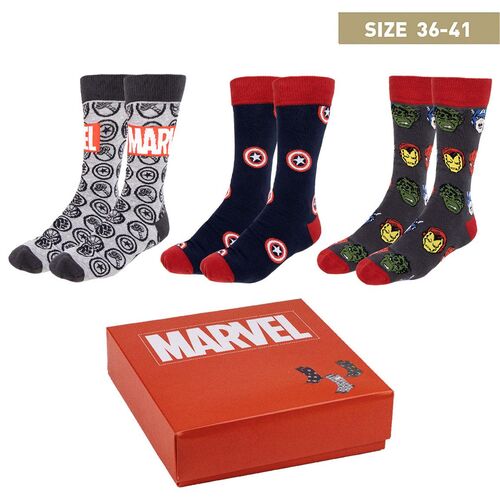 Pack de 3 calcetines Clásicos Marvel Talla 35/41