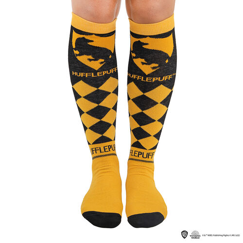 Three pairs high socks Hufflepuff Sizes-35/45