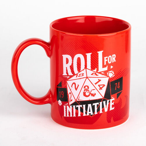 Taza de cermica roja Roll for Initiative Dragones y Mazmorras