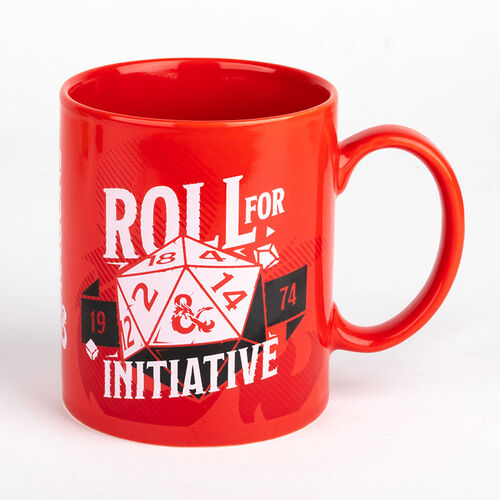 Taza de cermica roja Roll for Initiative Dragones y Mazmorras