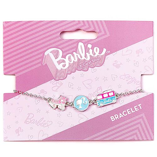 Pulsera de tres divertidos abalorios esmaltados patín, silueta y Camper Van de Barbie 17 cm