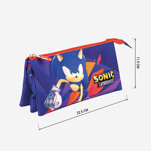 Sonic Prime red detailing 3 compartments pencil pouch 22,5 cm