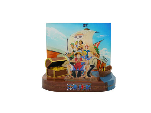 Figura aclica con diorama y luz  Piratas del Sombrero de Paja y Going Merry 20 cm