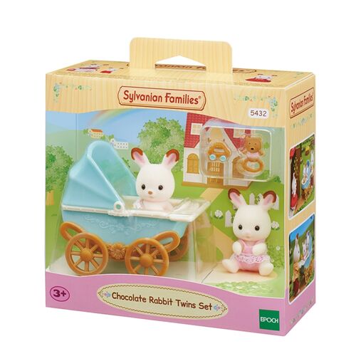 Sylvanian Families Chocolate Cabe and Breeze Twin Stroller Set