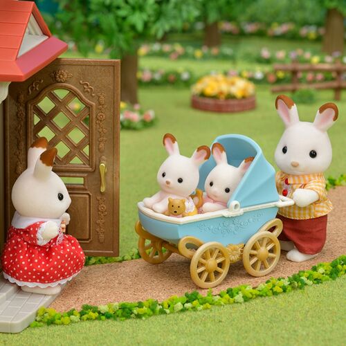 Sylvanian Families Chocolate Cabe and Breeze Twin Stroller Set