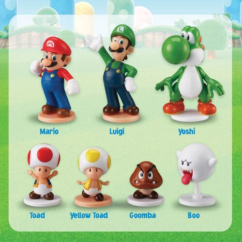 Set de figuras pintadas a mano + Juego de mesa Super Mario Blow Up! Shaky Tower