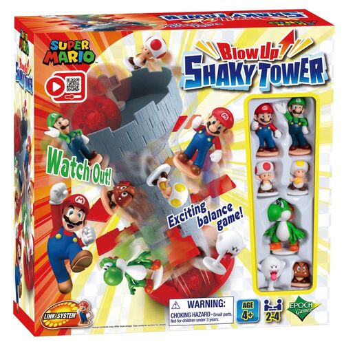 Set de figuras pintadas a mano + Juego de mesa Super Mario Blow Up! Shaky Tower