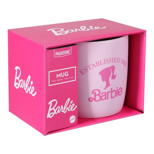 Taza Logo y  silueta Barbie Soft Touch 400 ml