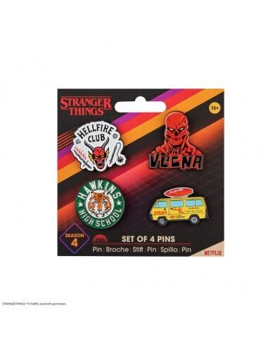 Conjunto de pins Stranger Things temporada 4. 4 pins de aleacin de zinc tiene men contextual