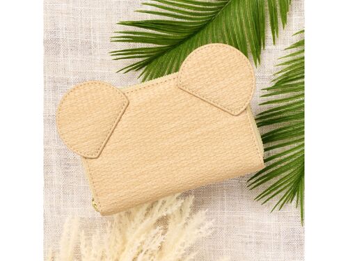 Wallet Mickey Mouse with Straw Fabric Effect