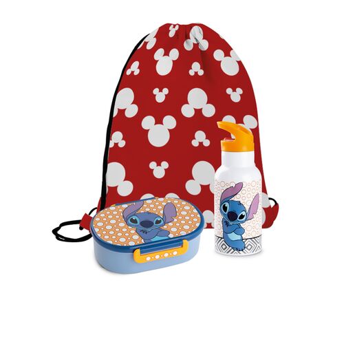 Set de fiambrera, botella y mochila con cordones Stitch