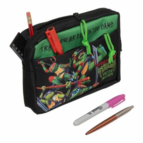 Estuche de Lpices con Mltiples Bolsillos Tortugas Ninja PVC. Nylon y goma EVA