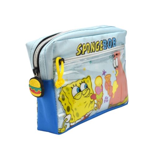 Estuche de Lpices con Mltiples Bolsillos Bob Esponja PVC. Nylon