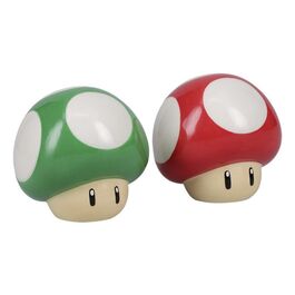 Set salero y pimentero Setas Roja y Verde de Super Mario 7 cm