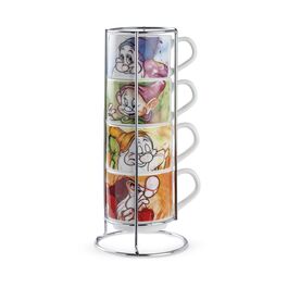 Set de 4 tazas apilables 7 enanitos + estante metálico 80 ml