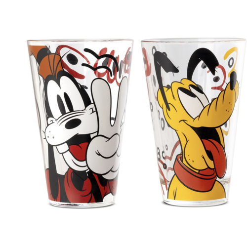 Juego de vasos vidrio 2 piezas Goofy and Pluto, 310 ml