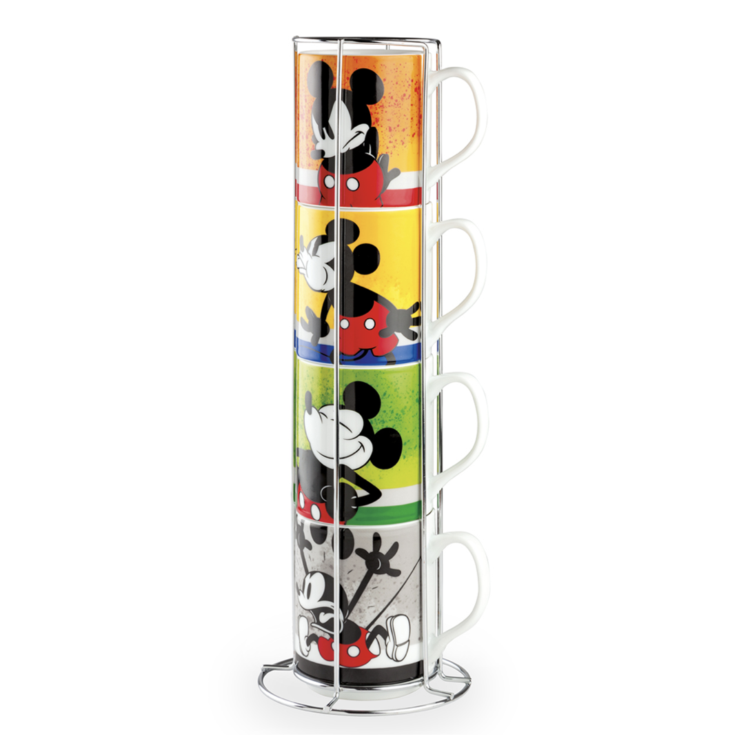 Set of 4 Stackable Mugs + Metal Rack 350 ml.