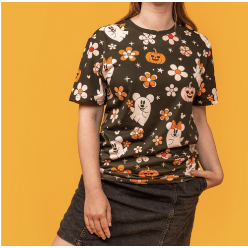 Camiseta negra Halloween Mickey & Minnie fantasmas Talla S