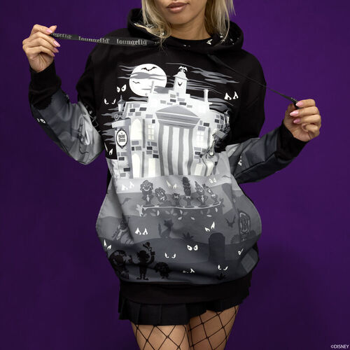 Unisex hoodie with glow-in-the-dark details, inspired by The Haunted Mansion graveyard Size L