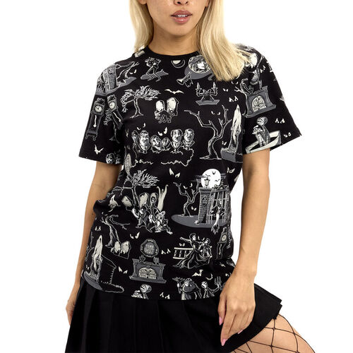 Camiseta unisex que brilla en la oscuridad de The Haunted Mansion. talla S