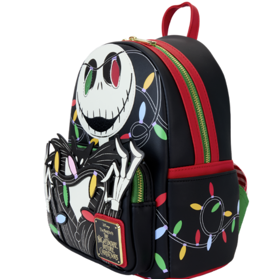 Jack Skelington with Christmas lights Glow in the Dark Mini Backpack