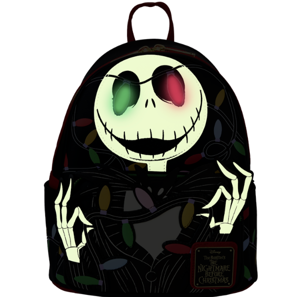 Jack Skelington with Christmas lights Glow in the Dark Mini Backpack