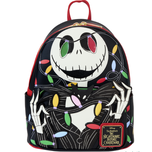 Mini Mochila Jack Skelington con luces deNavidad Glow in the Dark