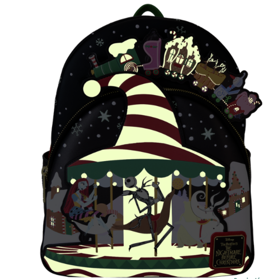 Mini Mochila Jack Skelington en Pueblo navideo Glow in the Dark