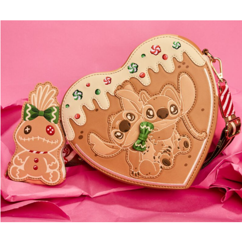 Stitch and Angel Gingerbread heart-shaped Crossbody Bag