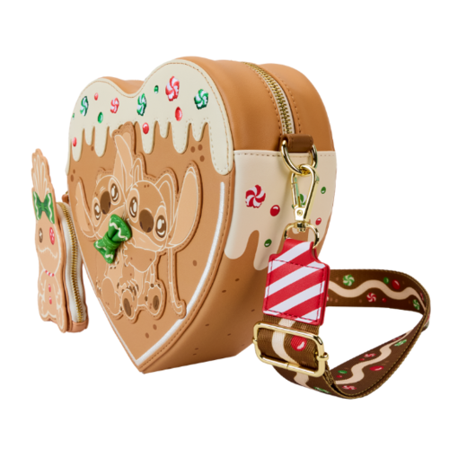 Stitch and Angel Gingerbread heart-shaped Crossbody Bag