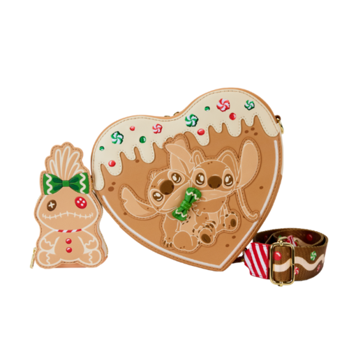 Stitch and Angel Gingerbread heart-shaped Crossbody Bag