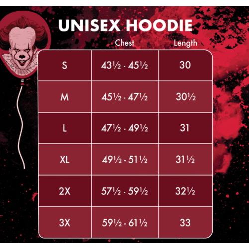 Sudadera unisex con capucha cara de Pennywise en globo L