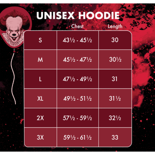 Sudadera unisex con capucha cara de Pennywise en globo M