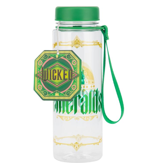 Botella de agua Wicked Ciudad Esmeralda con detalles en dorado y purpurina verde