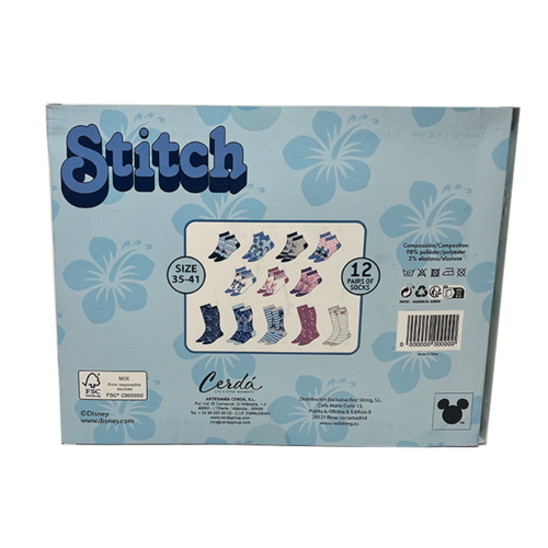 Gift box 12 pairs of Stitch socks size 35/41