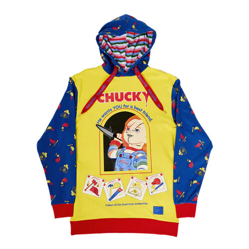 Sudadera con capucha amarilla con diseño de Chucky talla S