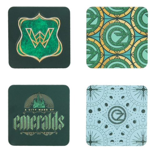 Set de 4 posavasos Wicked Ciudad Esmeralda con acabado metálico y relieve