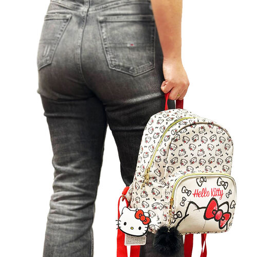 Mini Mochila mosaico Hello Kitty blanca 25 cm