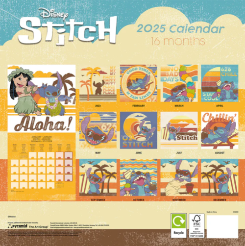 Calendario Pared Lilo & Stitch 30X30