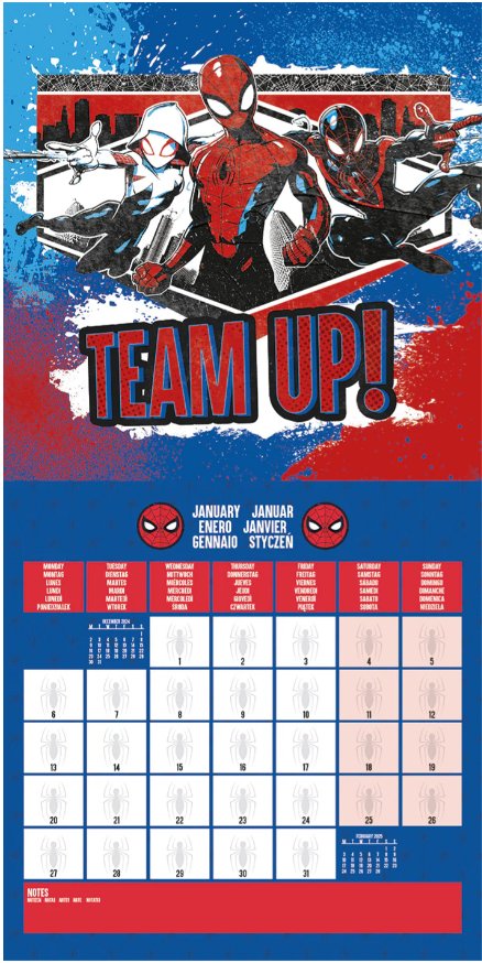 Calendario Pared Spider-man 30X30