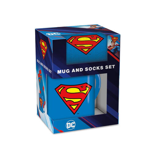 Set regalo con taza y calcetines Logo Superman 315 ml y TU 36-41