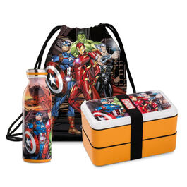 Set botella térmica + fiambrera +bolsa ajustable  Avengers