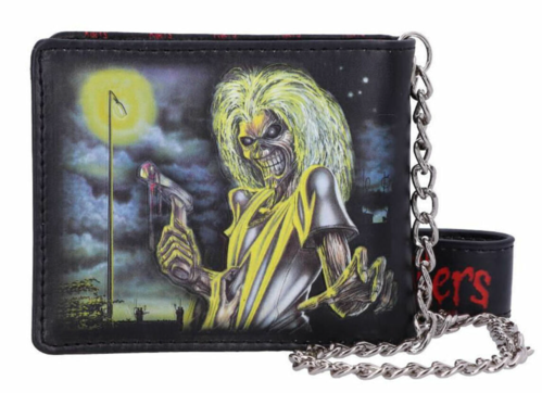 Cartera tarjetero con ilustraciones de Iron Maiden The Killers. Cuenta con varias secciones para tarjetas y un compartimento grande para dinero. Está fabricada en PU y tiene unas dimensiones de 9 x 11 cm.