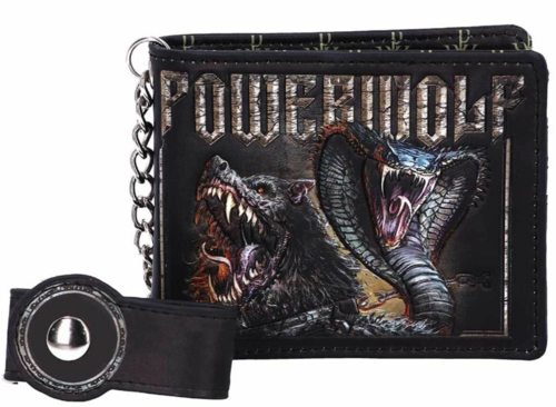 Cartera tarjetero con ilustraciones de Powerwolf. Cuenta con varias secciones para tarjetas y un compartimento grande para dinero. Está fabricada en PU y tiene unas dimensiones de 9 x 11 cm.