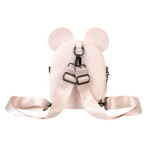 Mochila Mini Convertible y Bolso Bandolera con Diseño de Textura a Cuadros de Minnie Mouse