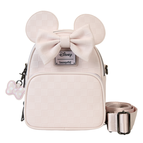 Mochila Mini Convertible y Bolso Bandolera con Diseño de Textura a Cuadros de Minnie Mouse