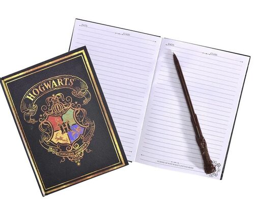 Set cuaderno y bolígrafo Escudo Hogwarts colores